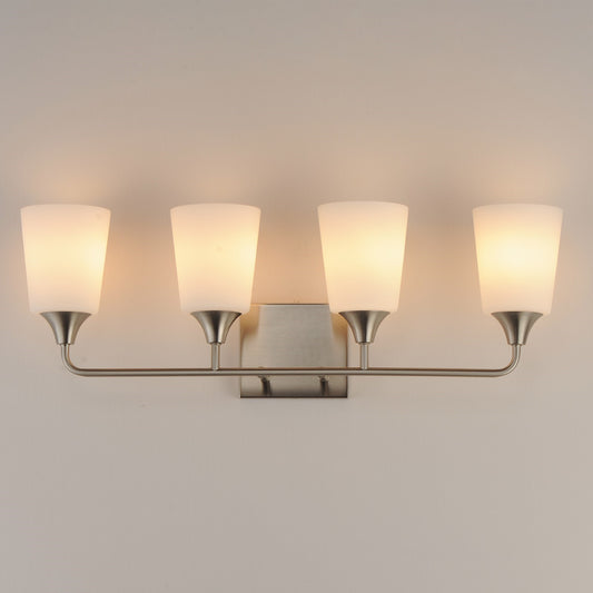 Maxim Lighting Hudson 4Lt 9.75" Bath Vanity, Nickel/White - 12884SWSN