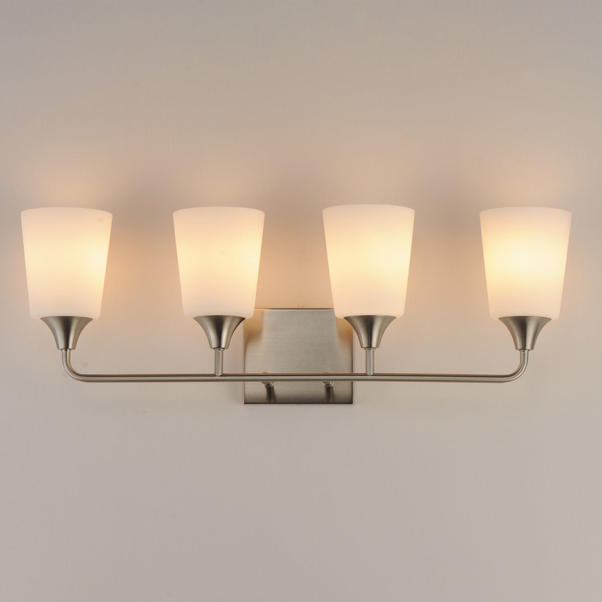 Maxim Lighting Hudson 4Lt 9.75" Bath Vanity, Nickel/White