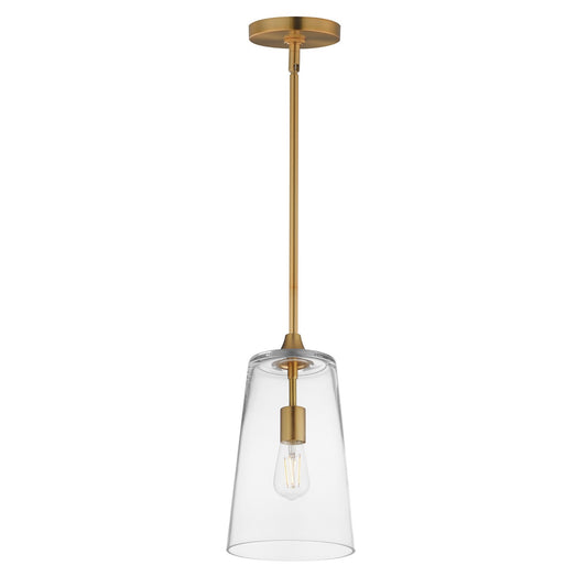 Maxim Lighting Hudson 1Lt 14.5" Single Pendant, Aged Brass/Clear