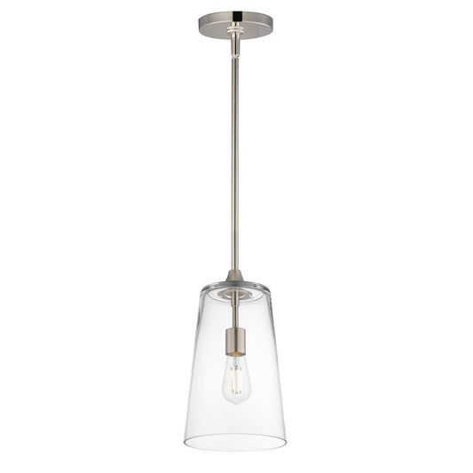 Maxim Lighting Hudson 1Lt 14.5" Single Pendant, Satin Nickel/Clear
