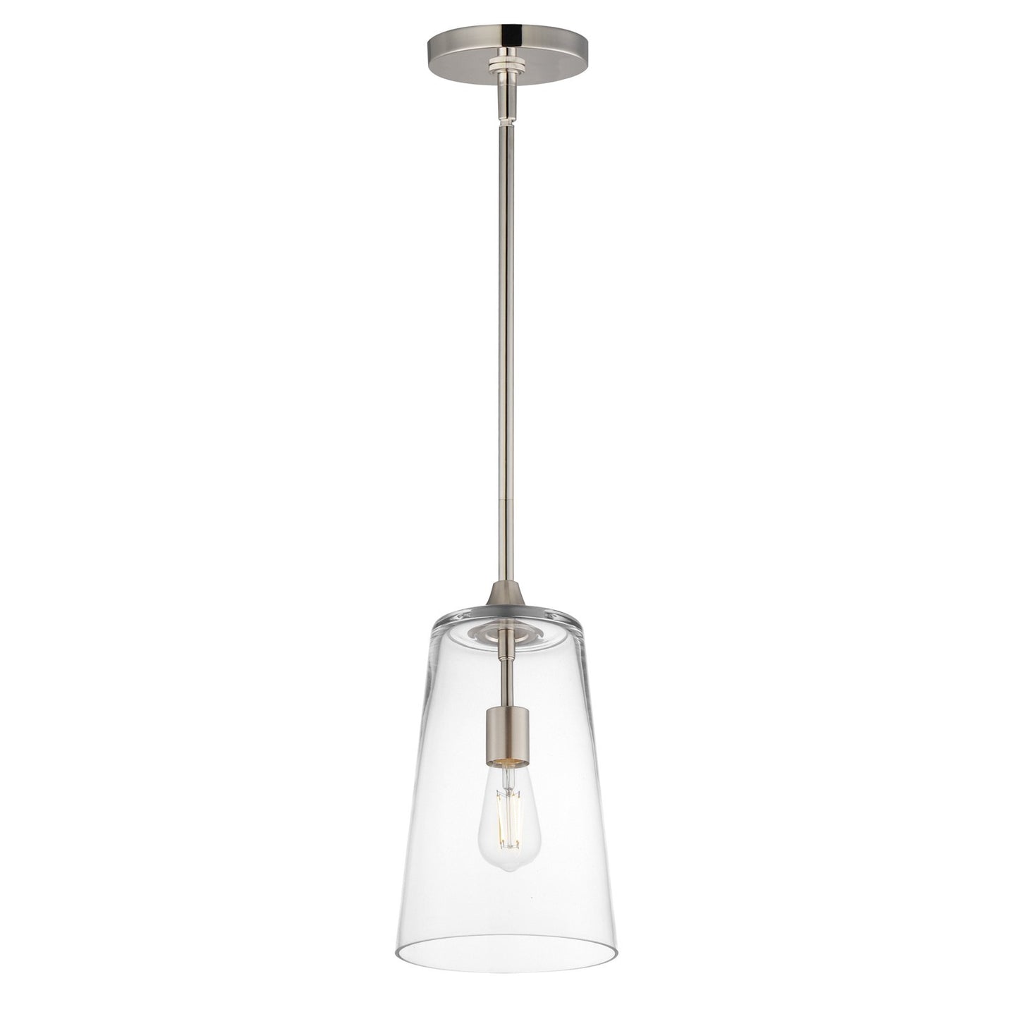 Maxim Lighting Hudson 1Lt 14.5" Single Pendant, Satin Nickel/Clear