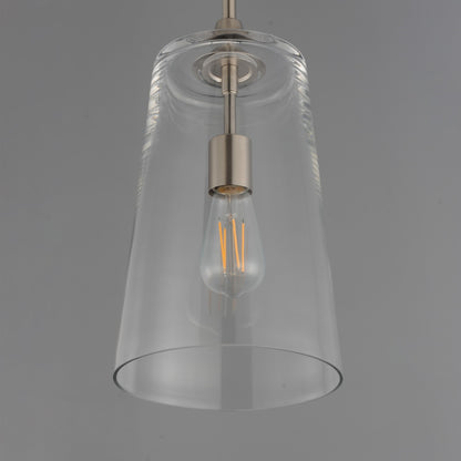 Maxim Lighting Hudson 1Lt 14.5" Single Pendant, Satin Nickel/Clear