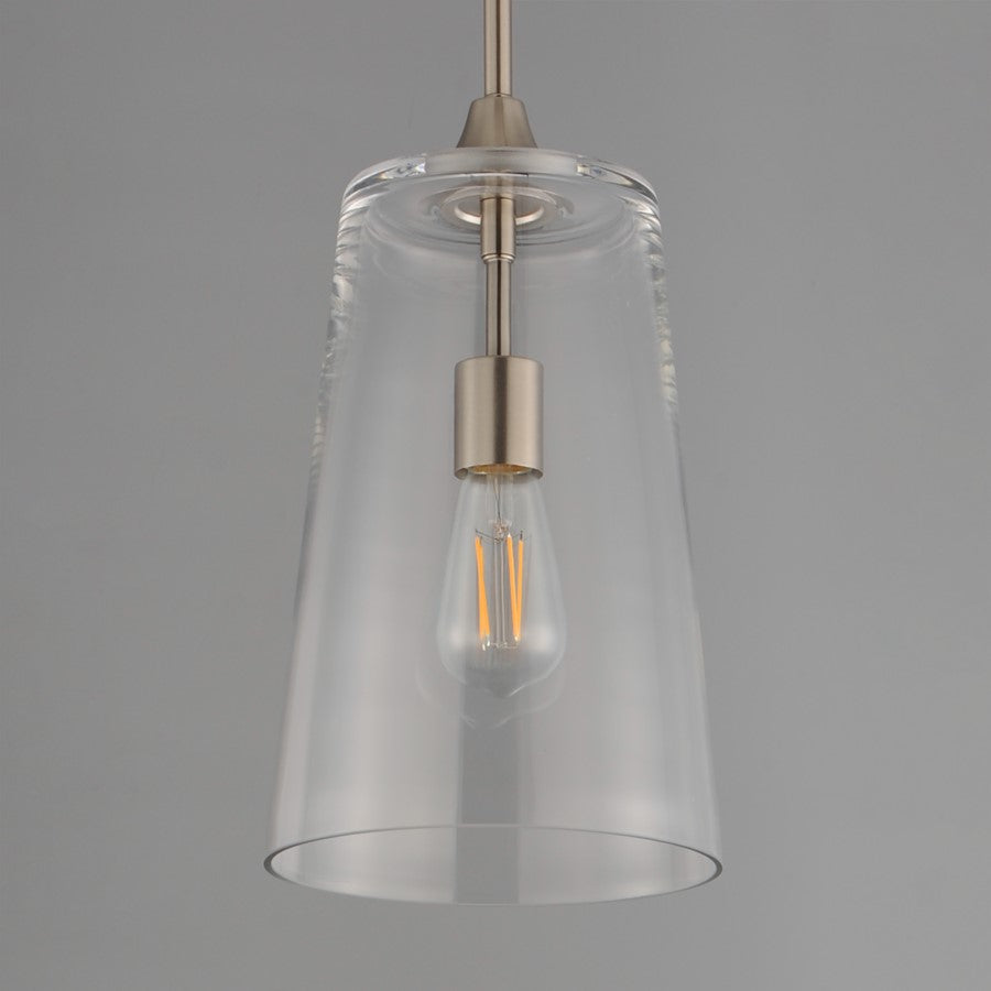 Maxim Lighting Hudson 1Lt 14.5" Single Pendant, Satin Nickel/Clear