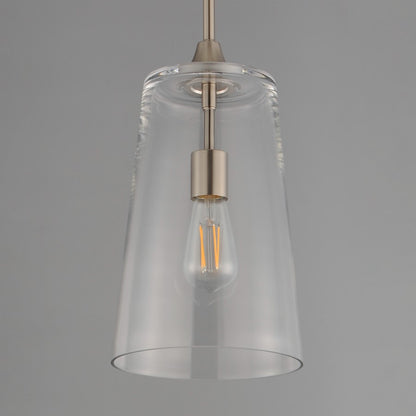 Maxim Lighting Hudson 1Lt 14.5" Single Pendant, Satin Nickel/Clear