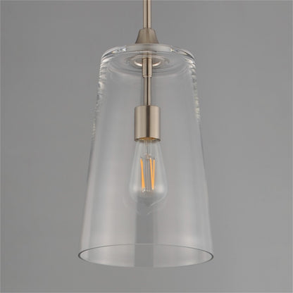 Maxim Lighting Hudson 1Lt 14.5" Single Pendant, Satin Nickel/Clear