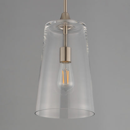 Maxim Lighting Hudson 1Lt 14.5" Single Pendant, Satin Nickel/Clear