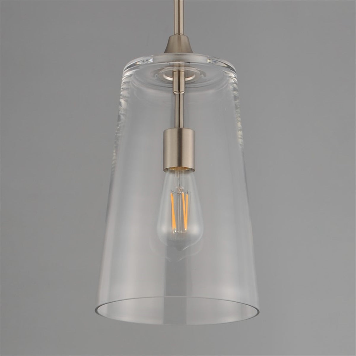 Maxim Lighting Hudson 1Lt 14.5" Single Pendant, Satin Nickel/Clear