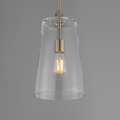 Maxim Lighting Hudson 1Lt 14.5" Single Pendant, Satin Nickel/Clear