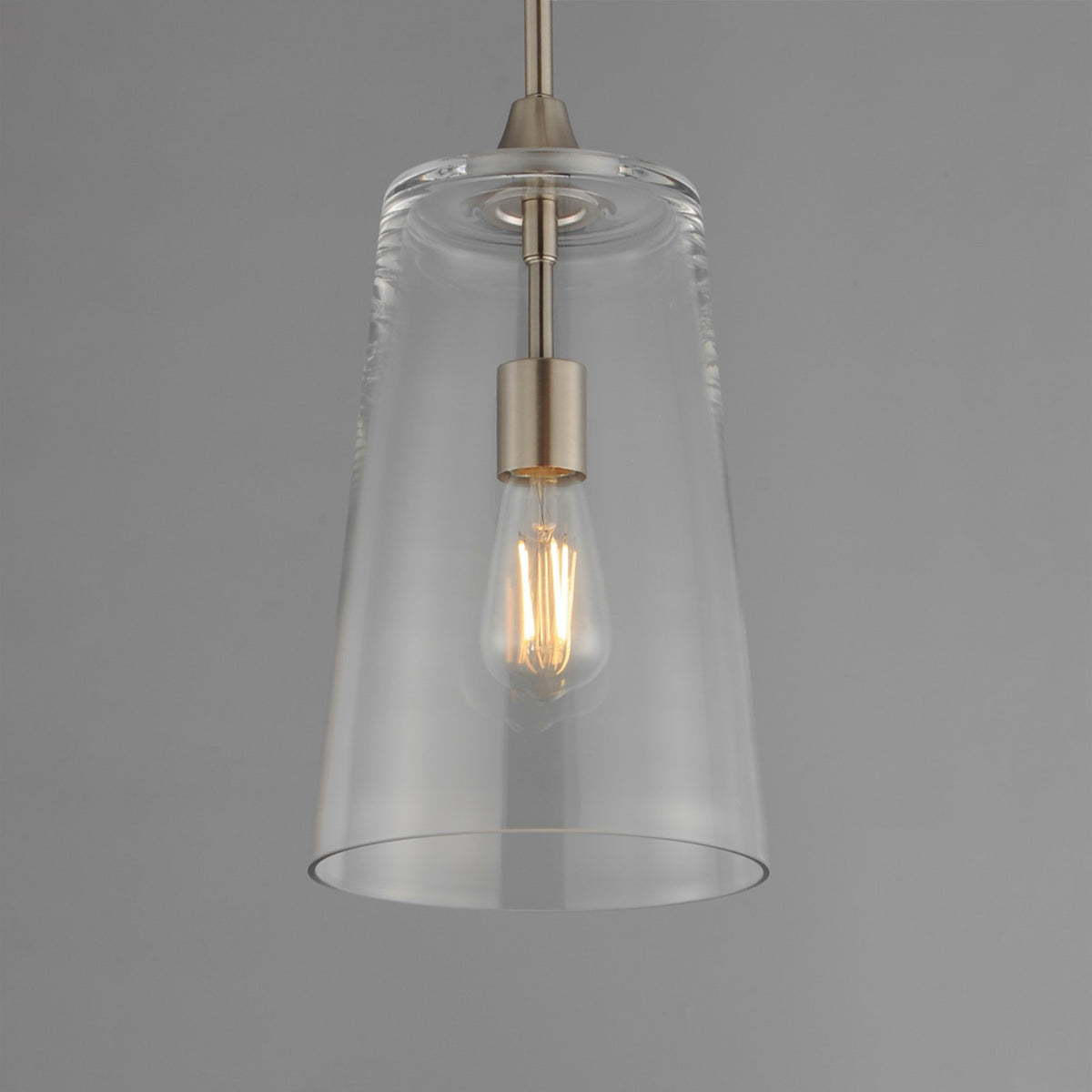 Maxim Lighting Hudson 1Lt 14.5" Single Pendant, Satin Nickel/Clear