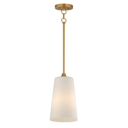 Maxim Lighting Hudson 1Lt 14.5" Single Pendant, Brass/White - 12886SWNAB