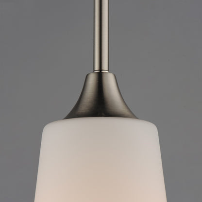 Maxim Lighting Hudson 1Lt 14.5" Single Pendant, Nickel/White