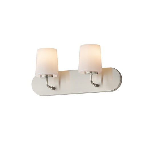 Maxim Lighting Durham 2 Light Bath Vanity, Satin Nickel/White