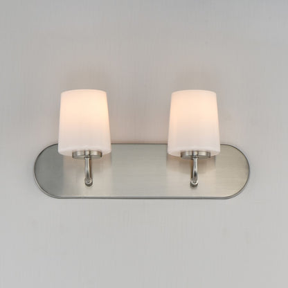 Maxim Lighting Durham 2 Light Bath Vanity, Satin Nickel/White