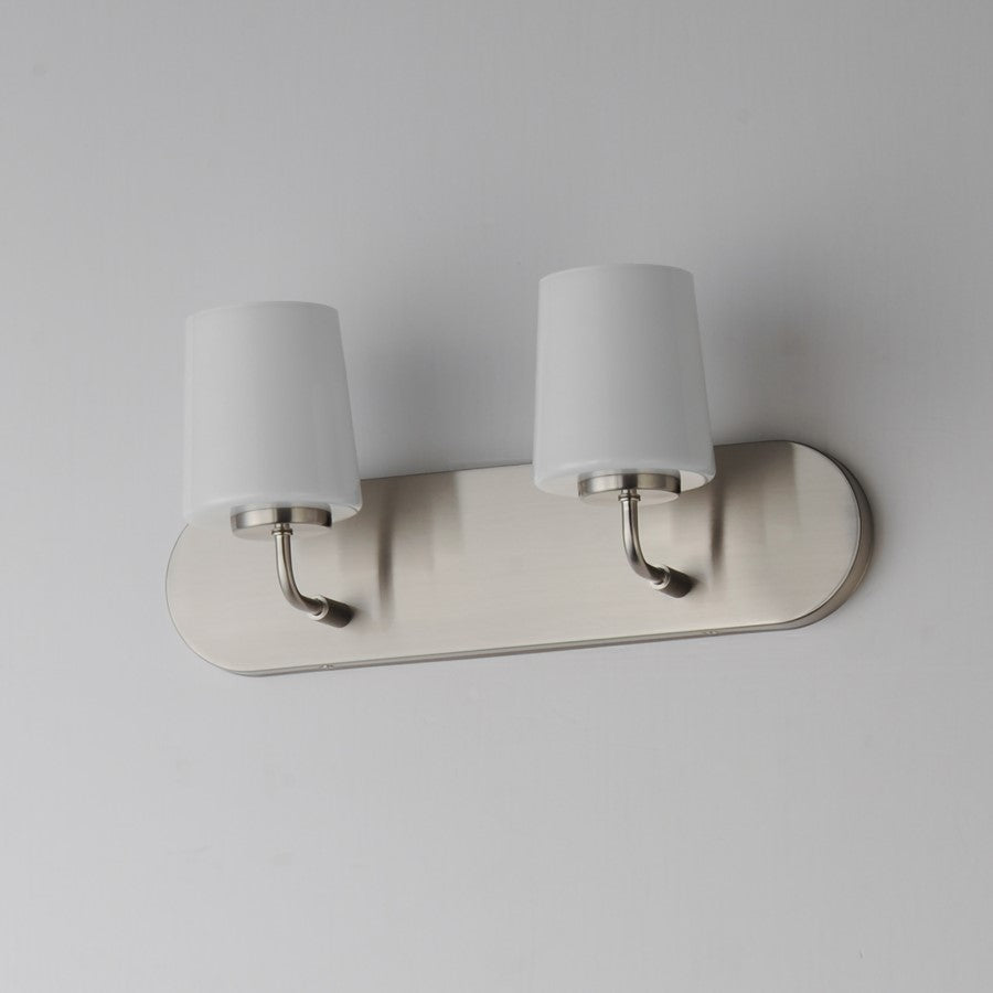 Maxim Lighting Durham 2 Light Bath Vanity, Satin Nickel/White