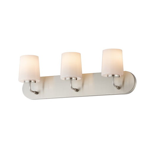 Maxim Lighting Durham 3 Light Bath Vanity, Satin Nickel/White