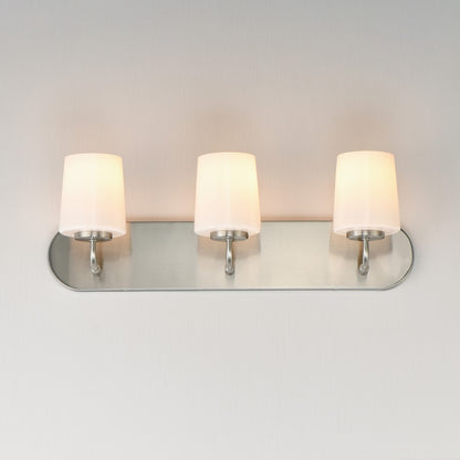 Maxim Lighting Durham 3 Light Bath Vanity, Satin Nickel/White