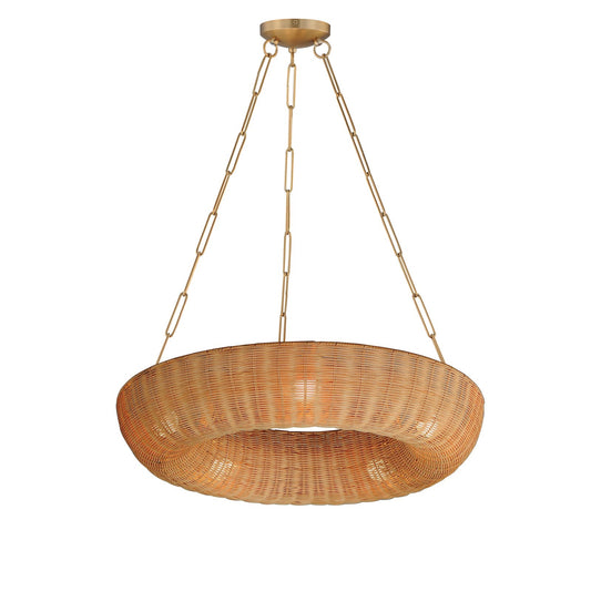 Maxim Lighting Bower 5 Light 34" Ring Pendant, Natural Aged Brass