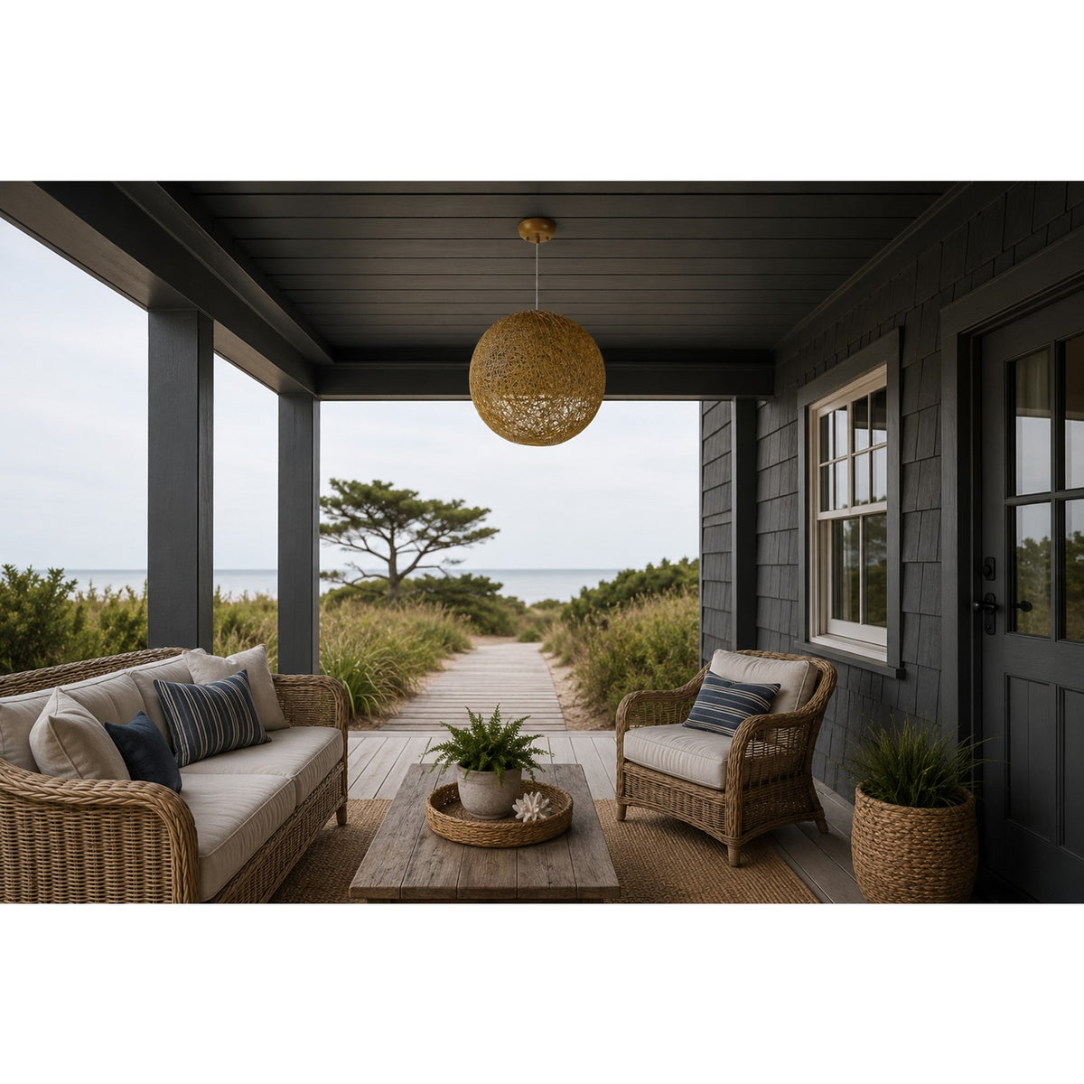 Maxim Bali 1-Light Chandelier, Twine
