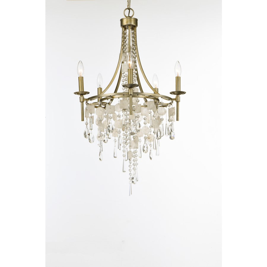 Maxim Lighting Cebu 5-Light Chandelier, Capiz/Gold Silver