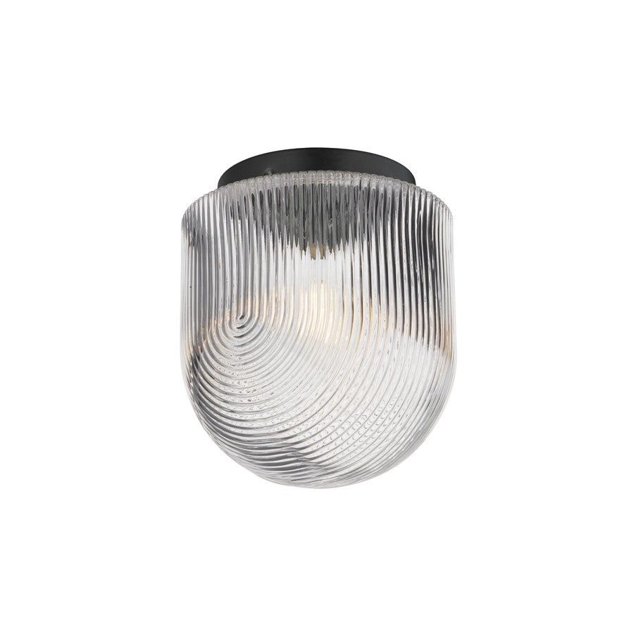 Maxim Lighting Dune 1 Light Flush Mount, Black/Clear Ribbed