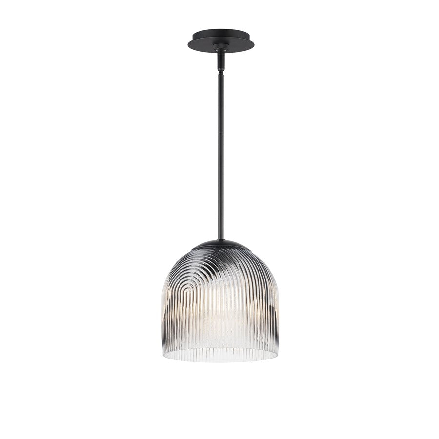 Maxim Lighting Dune 1 Light Single Pendant, Black/Clear Ribbed - 15121CRBK