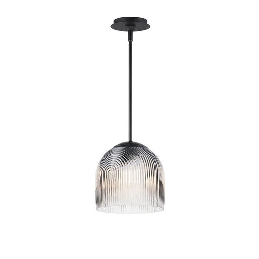 Maxim Lighting Dune 1 Light Single Pendant, Black/Clear Ribbed