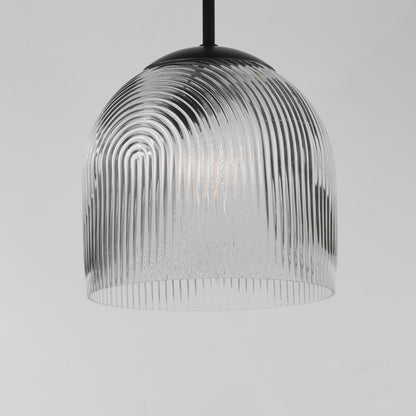 Maxim Lighting Dune 1 Light Single Pendant, Black/Clear Ribbed