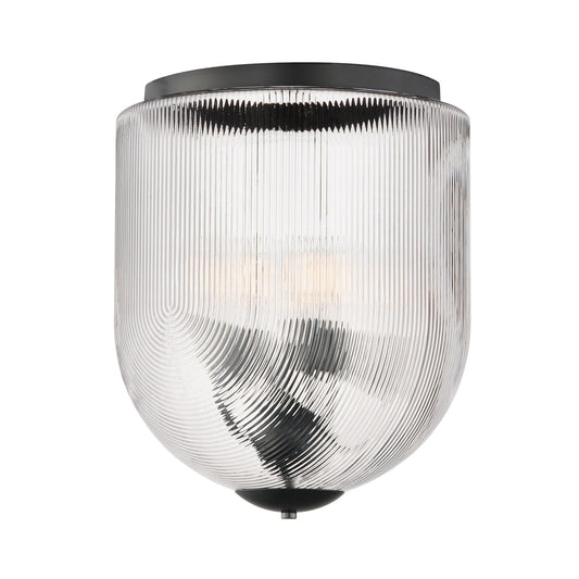 Maxim Lighting Dune 4 Light Semi-Flush Mount, Black/Clear Ribbed