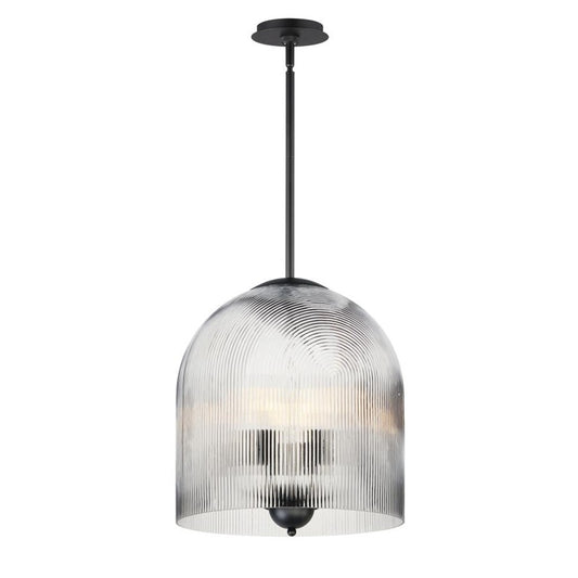 Maxim Lighting Dune 4 Light Single Pendant, Black/Clear Ribbed