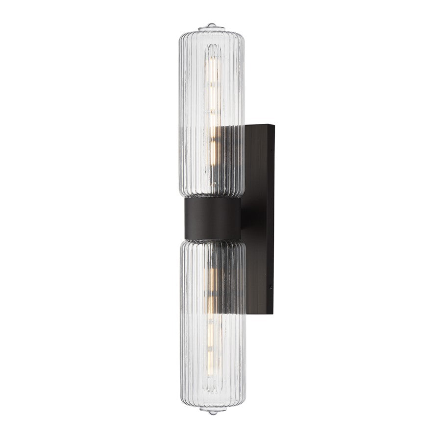 Maxim Lighting Kasbah 2Lt Sconce, Oil Rubbed Bronze/Ribbed - 15192CROI