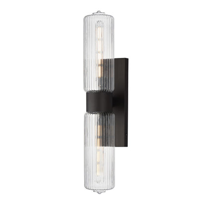 Maxim Lighting Kasbah 2Lt Sconce, Oil Rubbed Bronze/Ribbed - 15192CROI