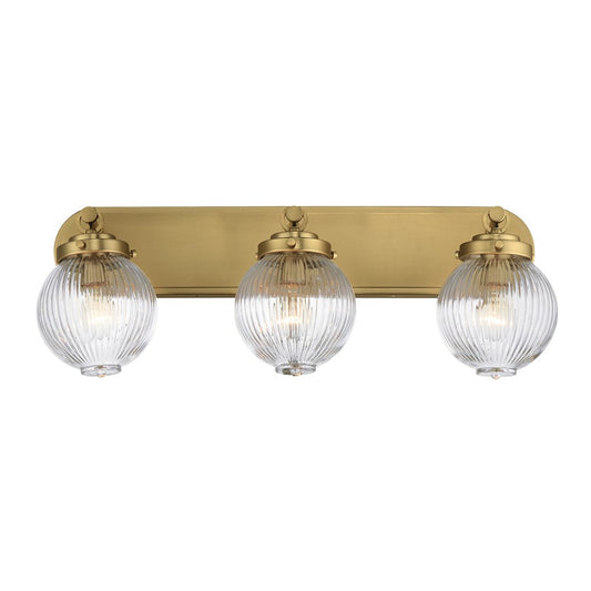 Maxim Lighting Kasbah 3 Light Bath Vanity, Satin Brass/Clear Ribbed