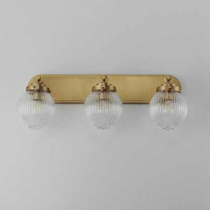 Maxim Lighting Kasbah 3 Light Bath Vanity, Satin Brass/Clear Ribbed