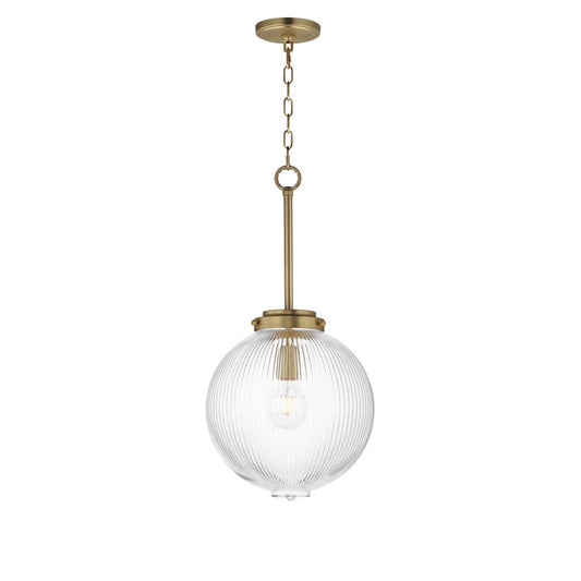 Maxim Lighting Kasbah 1 Light 12" Pendant, Satin Brass/Clear Ribbed