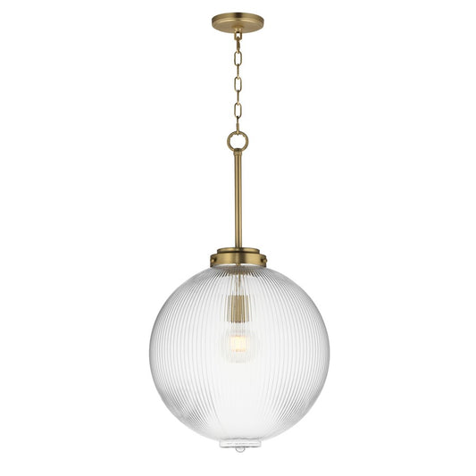 Maxim Lighting Kasbah 1 Light 16" Pendant, Satin Brass/Clear Ribbed