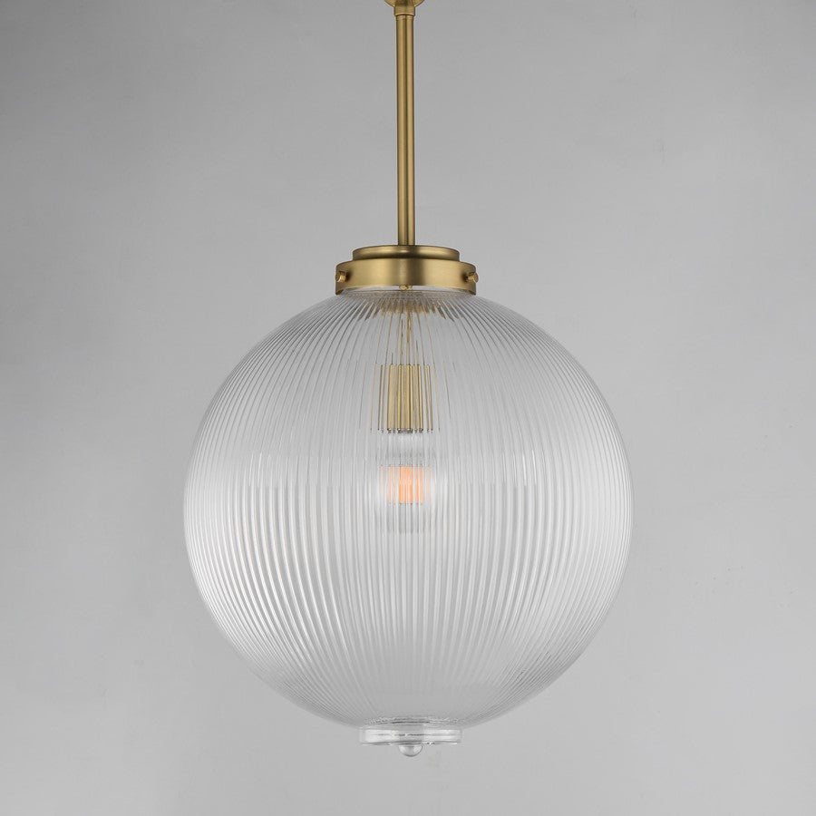 Maxim Lighting Kasbah 1 Light 16" Pendant, Satin Brass/Clear Ribbed