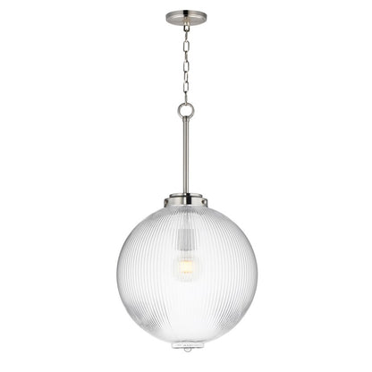 Maxim Lighting Kasbah 1 Light 16" Pendant, Satin Nickel/Clear Ribbed - 15196CRSN
