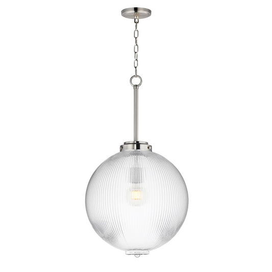 Maxim Lighting Kasbah 1 Light 16" Pendant, Satin Nickel/Clear Ribbed