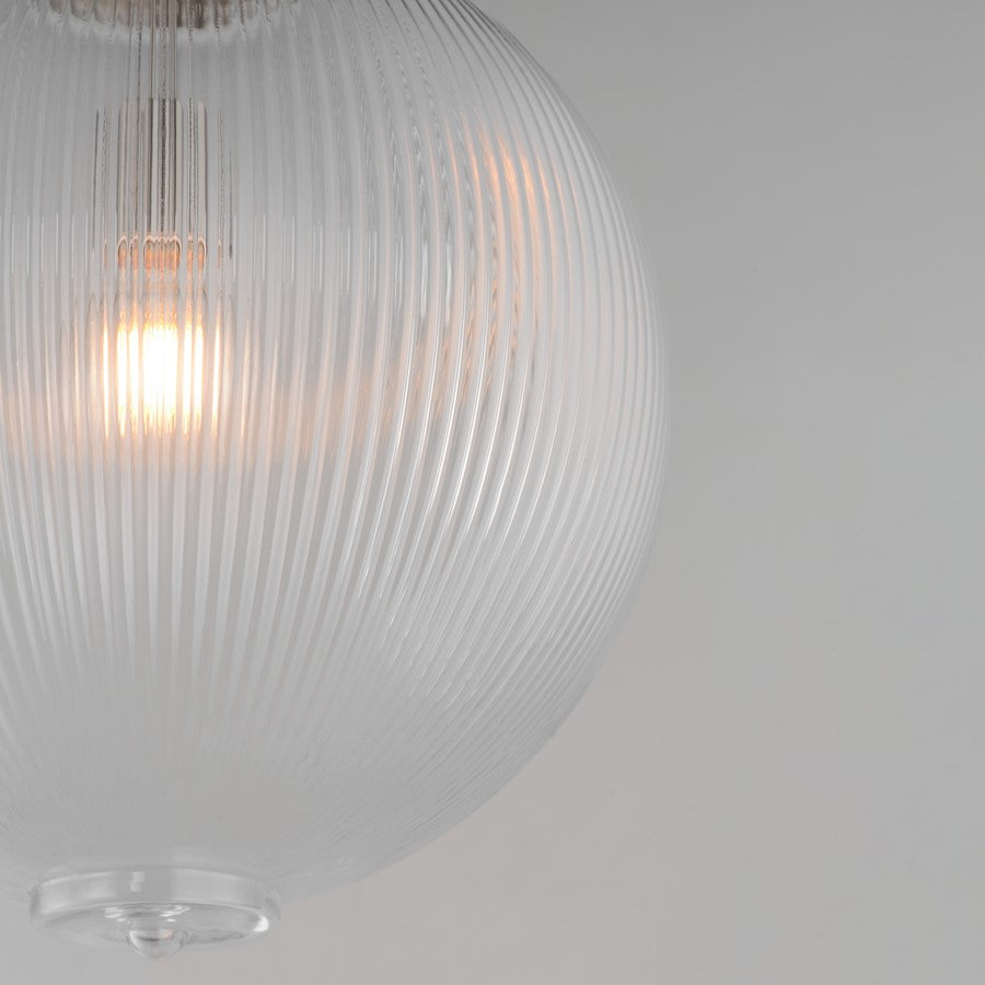 Maxim Lighting Kasbah 1 Light 16" Pendant, Satin Nickel/Clear Ribbed