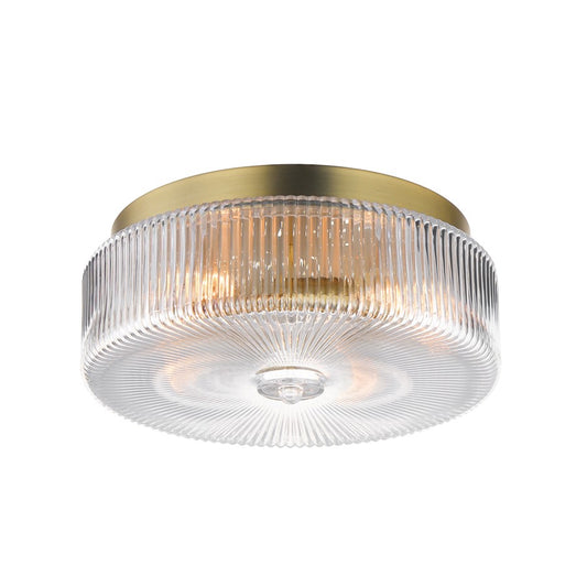 Maxim Lighting Kasbah 4 Light Flush Mount, Satin Brass/Clear Ribbed