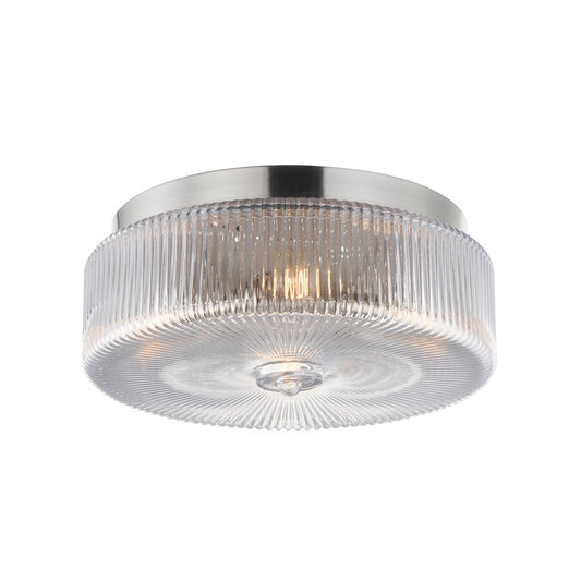Maxim Lighting Kasbah 4 Light Flush Mount, Satin Nickel/Clear Ribbed