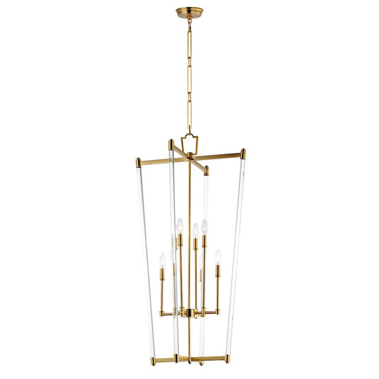 8 Light Pendant, Heritage/Clear