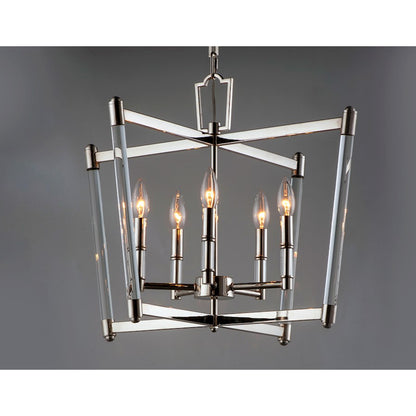 5 Light Chandelier, Polished Nickel