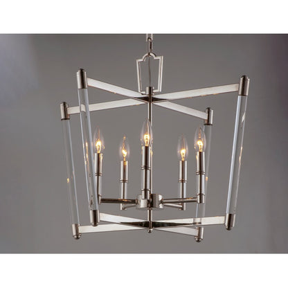 5 Light Chandelier, Polished Nickel
