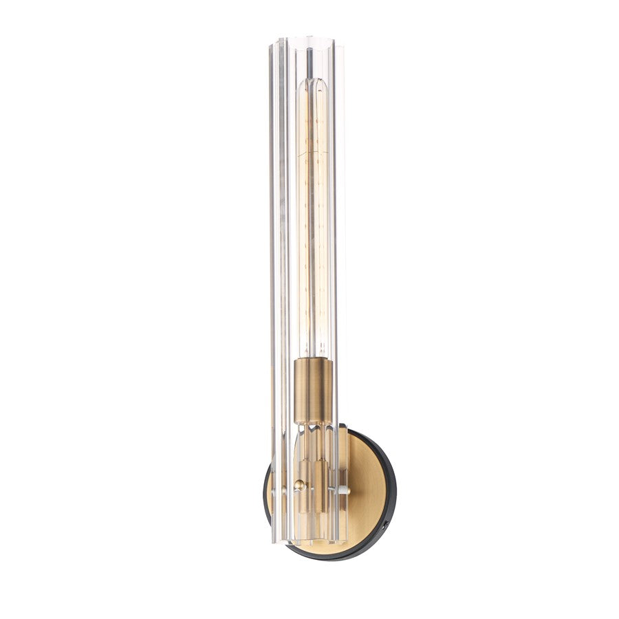 Maxim Lighting Flambeau 1Lt 19.5" Wall Sconce, Black/Brs/Clear - 16110CLBKAB