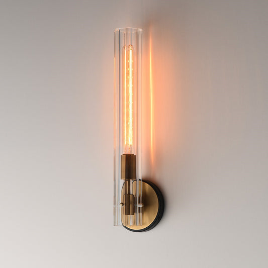 Maxim Lighting Flambeau 1Lt 19.5" Wall Sconce, Black/Brs/Clear - 16110CLBKAB