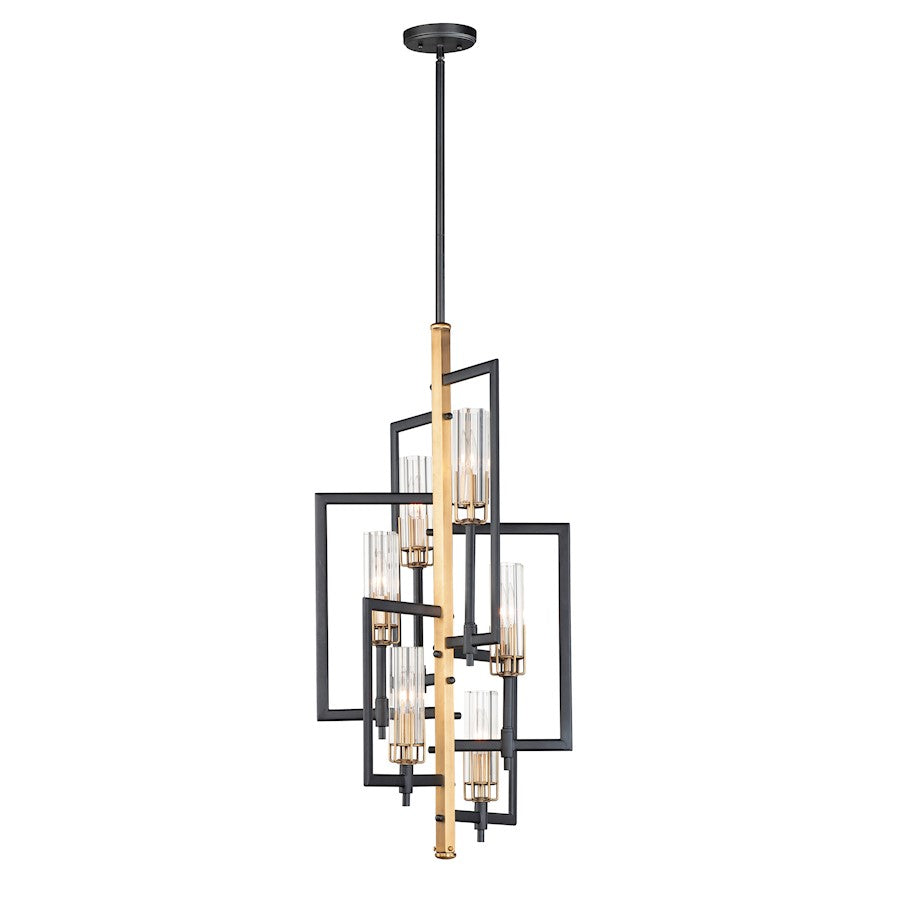 Maxim Lighting Flambeau 6-Light Chandelier, Black/Antique Brass