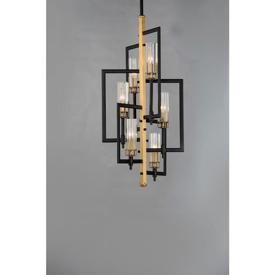 Maxim Lighting Flambeau 6-Light Chandelier, Black/Antique Brass