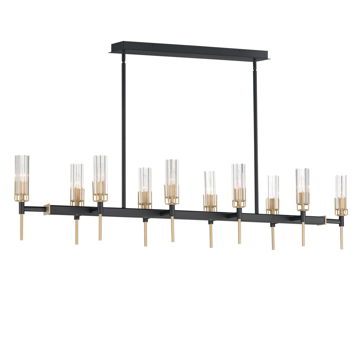 Maxim Flambeau 60in 10-Light Linear Pendant | Traditional Black and Clear Glass | Kitchen Island & Dining Room | Model 16119CLBKAB