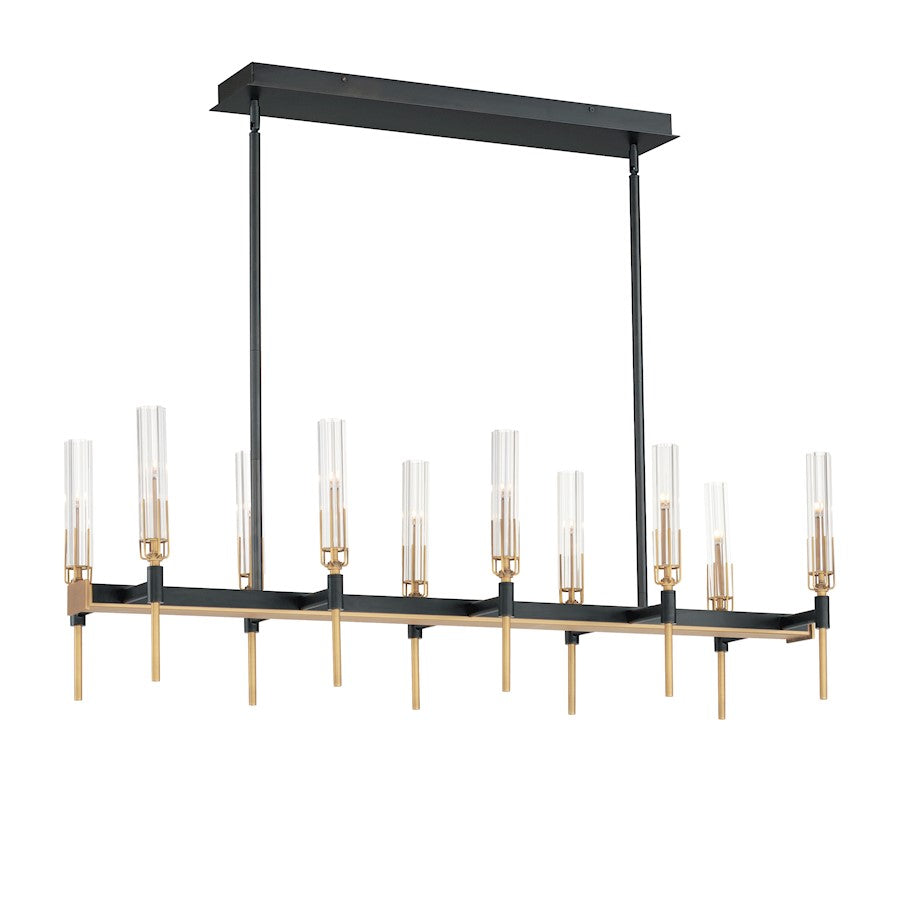 10 Light Linear Chandelier, Black